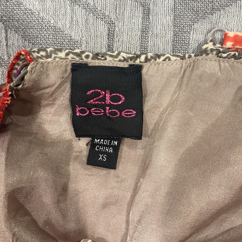 BEBE 2b RUFFLE DRESS XS LEATHER DETAIL-multi-color - Picture 10 of 10